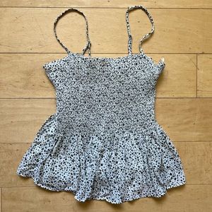 NWT - Lush Tank, smocked,‎ pleated, spaghetti strap, black and white, Size XS